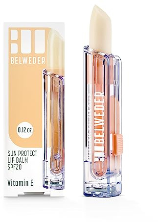 BELWEDER - Baume à Lèvres Protection Solaire SPF20 à la Vitamine E - Stick à Lèvres Protecteur, Apaisant, Régénérant - Idéal Mer et Montagne - Baume Lèvres Transparent - 1 Stick de 3,5g