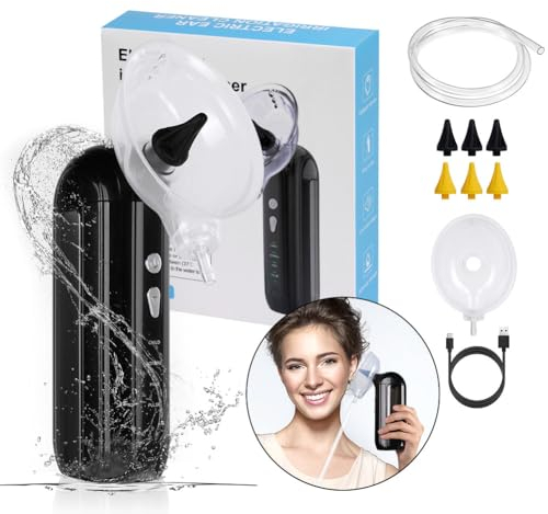 HOTUT Ohrenreiniger Ohrenschmalz Entferner,9pcs Elektrischer Ohrreiniger set mit 4 Druckmodi,Wiederaufladbar Ohrreiniger für Erwachsene Kinder, Ohrspülung für den Heimgebrauch, IPX7 Wasserdicht