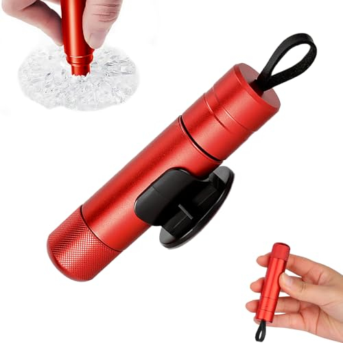 TRKETK Martillo Seguro para Romper Vidrios, Martillo de Seguridad para Automóvil 2 en 1 Herramienta de Escape para Rompeventanas de Automóvil Rompevidrios y Cortador de Cinturón de Seguridad (Rojo)