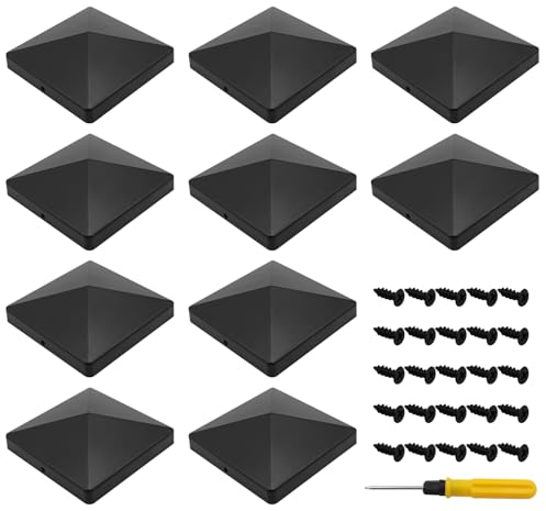 TETEWEVER 10 Pièces Chapeau Poteau Bois Capuchons de Poteaux de Clôture 10×10 cm avec Vis