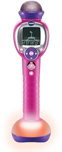 VTech Kidi SuperStar Moov’, Microfono Karaoke con Tecnologia Magic Voice, Effetti Luminosi, Registrazione Vocale, Giochi Interattivi e Animazioni Musicali, Lingua Italiana, Batterie Incluse, 6+ Anni