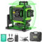 Huepar 16 Lines 4D Laser Level Self-Leveling 4X360° Adjustable Brightness Cross Line Laser Green Laser Level with Pulse Mode, Magnetic Base, Li-ion Battery with Type-C Charging Port, Hard Carry Case