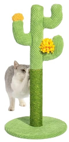 Albero gratta per gatti cactus - Grande albero per cactus per gatti verdi, torre per grattare per gatti cactus | Albero di attività per gatti in corda di sisal, tiragraffi e pali da grattare per