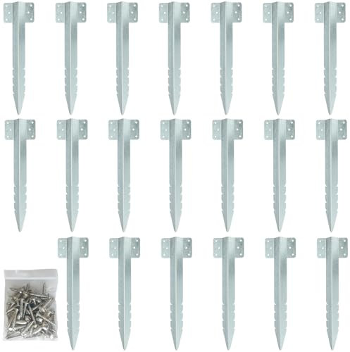 Xyxu Lot de 20 supports de traverses de chemin de fer en métal pour bordure de jardin, en acier galvanisé robuste pour traverses de jardin, fixations pour lits surélevés en bois, allée, bordure de