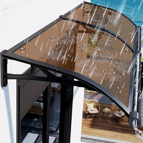 Auvent de Porte,Aluminium Auvent de Terrasse,Moderne Marquise de Porte Exterieur avec évier de Guidage,Protection Contre la Pluie et la Neige,Protection UV, Silencieux,C-60x120cm/24