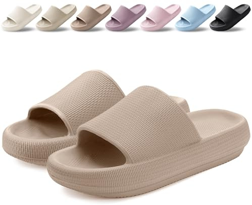 BAXIWUY Zapatillas Mujer Chanclas de Baño para Hombre Verano Super Suaves Chanclas de Casa Piscina Pantuflas Playa Comodas Antideslizante Sandalias Interior Exterior Unisex