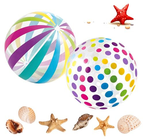 ARTGUTS 2 Stück Wasserball Aufblasbar, 40 cm Regenbogen Strand Bälle, Aufblasbarer Ball, Aufblasbare Schwimmbad Spielzeug, Ideal fürs Schwimmbad, Strand und Pool