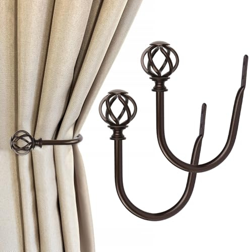 USFOOK Bronze Curtain Holdbacks, Decorative Drapery Tiebacks, 2 Pack/1 Pair