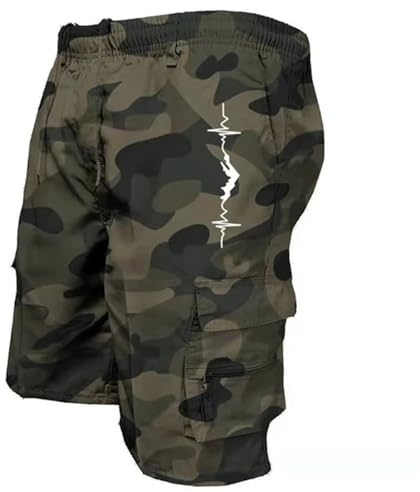 Generisch Short de sport pour homme - En coton - Avec fermeture éclair - Taille élastique - Short de sport fonctionnel pour homme, Pantalon D12 vert clair, L