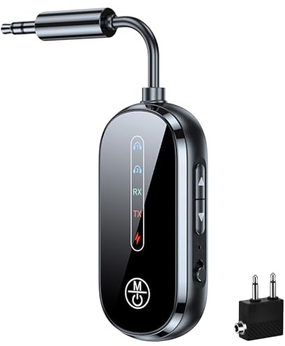 CAUTIOUS Transmisor Receptor Bluetooth 5.4, Transmisor Bluetooth último Modelo para TV con AUX de 3,5 mm, 2 en 1 Emisor Receptor Bluetoot, Adaptador Bluetoot para TV para Auriculares Inalámbricos