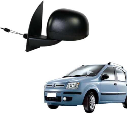 Specchietto Retrovisore COMPLETO Sinistro Meccanico Nero per Panda 169 2009-2011- Compatibile, Non originale, adatto per la modifica da specchi piccoli a specchi grandi (Sinistro - Lato Guida)