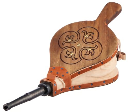 MGE - Soufflet de Cheminée En Bois Naturel 50 Cm avec Embout Métallique, Ravive Braises Et Flammes Sans Électricité, Pour Poêle À Bois Et Barbecue, Fabrication Artisanale Espagnole, Blanc