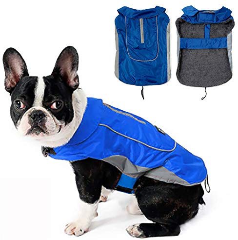 Morezi Dog Warm Coats Jackets Waterproof Coats with Harness Hole Puppy Coat for Small Medium Dogs - Blue - XS