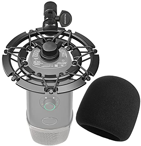 YOUSHARES Blue Yeti X Shock Mount with Pop Filter, Alloy Shockmount with Foam Windscreen Reduces Vibration and Shock Noise Matching Boom Arm Mic Stand, Designed for Blue Yeti X Microphone