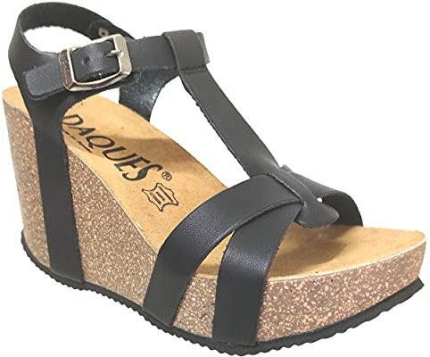 K.Daques, Tuna, Femme Sandale noir lisse - 38 EU