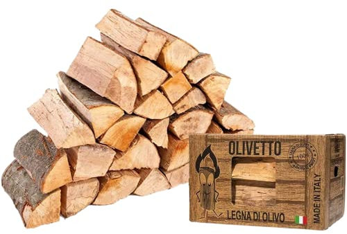 Set 90 Kg Legna da Ardere 100% FAGGIO In Tronchetti Da 25 Cm Per Stufe Camini Fuoco + 1 Cartone Omaggio 10Kg Legna di Ulivo