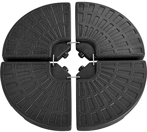 Abician 4 Pièces Pieds de Parasol Remplissable en Plastique HDPE Socle Rond pour Parasol de 1m de Diamètre Lestage Remplissable pour l’extérieur Terrasse Piscine Jardin Restaurant Noir