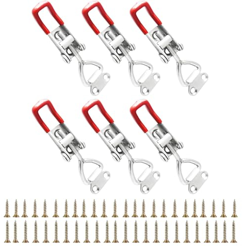 Lerodite GH-4001 - Pestillo de cierre con palanca basculante ajustable, 6 unidades, 150 kg/330 lbs, capacidad de sujeción, para armarios, puertas, cajas y cofres