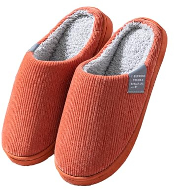 AUFIKR Pantoufles chaudes, pantoufles d'hiver, chaussures de maison avec semelle antidérapante pour intérieur et extérieur, Rouge, 35/36 EU