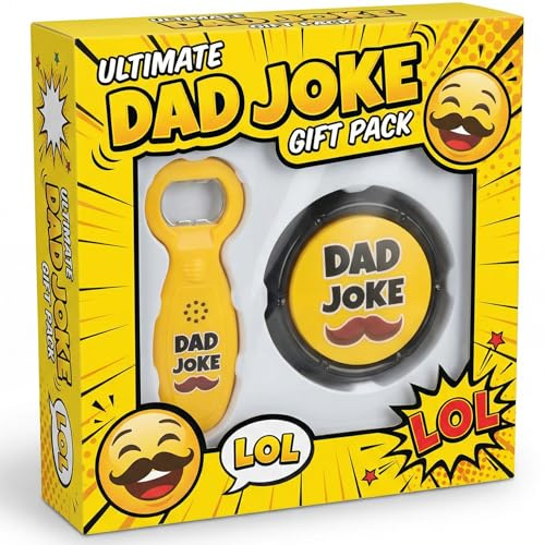 Talking Dad Joke Bottle Opener & Button Set | Funny Gifts for Dad | Fathers Day Birthday Christmas Gift