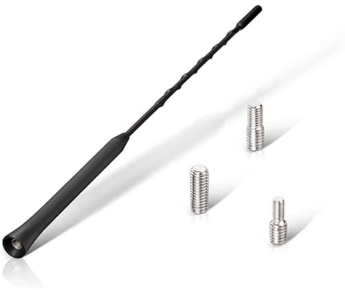 Universal Car Aerial Antenna Replacement, AM/FM/DAB Roof Car Radio Aerial Mast, Short 23cm/9 inch Rod Car Antenna for Vehicles (Including Trucks, Hatchbacks, Saloons), with Screws M4, M5, M6