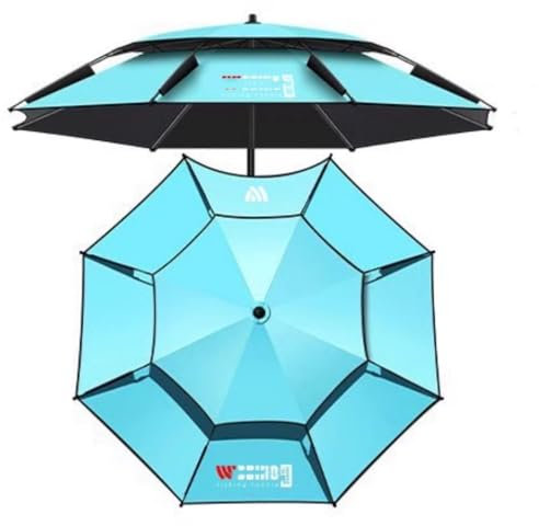 OPOLDBDMAC Sombrilla De Playa Antiviento Protección Solar Sombrilla De Jardín Portátil, Techo Doble De Ventilación, Exterior Parasol Pesca para Camping Playa(Lake Blue,240cm/8ft)