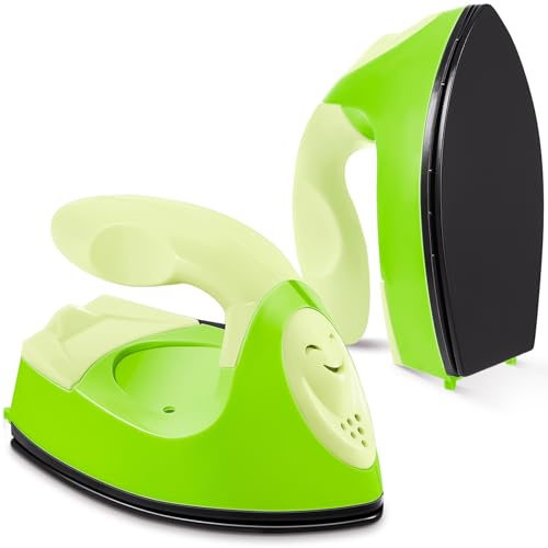 Honoson Mini Craft Iron with Charging Base Tiny,Green Series | Portable Press for Fuse Bead Patch Vinyl Crafts, Compact Flatiron 3.93x2.36x2.76 Size, Perfect for DIY Heat Transfer Projects