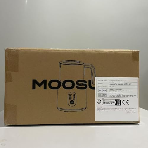 MOOSUM Espumador de leche de inducción, espumador de leche eléctrico sin quemar, apto para lavavajillas, acero inoxidable cepillado/negro mate