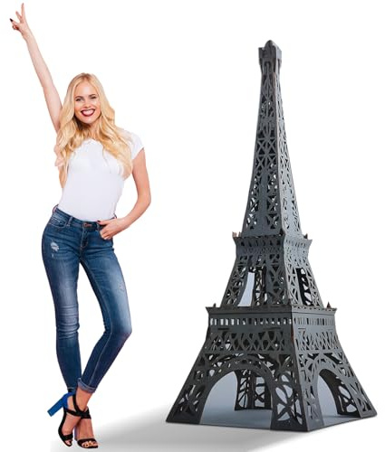 Leinuosen 6 ft 3D Grey Eiffel Tower Cardboard Cutout Stand up Lifesize French Theme Party Decoration Eiffel Tower Photo Prop Backdrop Standup for France Night of Paris Theme Party Birthday Decor