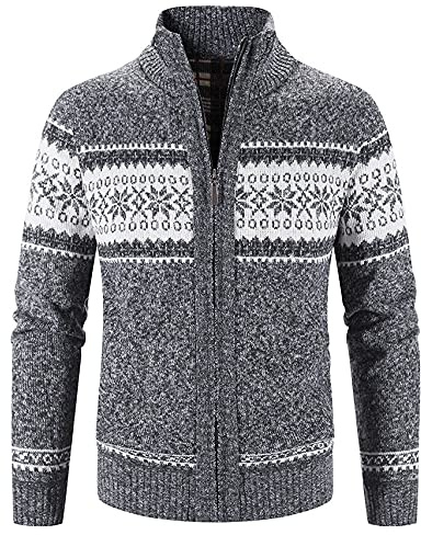 Mymyguoe Knitted Jumper Men's Chunky Knit Norwegian Pullover with Zip Cardigan Colour Block Wool Jacket Warm Costume Jacket Fashion Winter Jacket Sweat Jacket Traditional Knitted Jacket Leisure Jacket