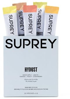 HYDUST by SUPREY- Electrolitos en Polvo para Hidratación | 0 Azúcar, Sin Ingredientes Artificiales | Sodio, Potasio y Magnesio | Caja de 20 Sobres (120g) (Mix)