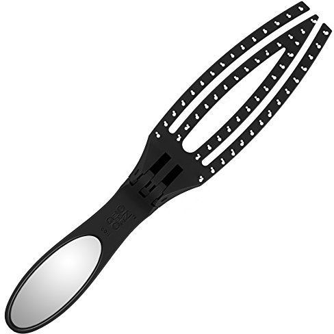 Olivia Garden Klapp- Haarbürste Fingerbrush On The Go Detangle & Style, Massage- und Entwirrungsbürste für unterwegs oder als Reisehaarbürste, mit integriertem Spiegel , antistatische Nylonborsten