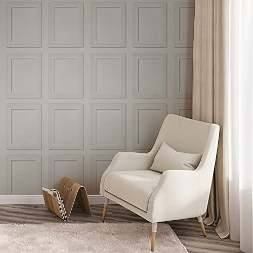 Edwardian Square Panel Paintable Luxury Vinyl Wallpaper - White - Anaglypta RD8245