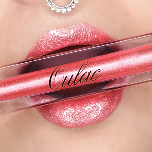 Oulac Lipgloss Glänzend - Flüssiger Lippenstift 3D Glanz Finish Feuchtigkeit Lipgloss Durchsichtig Glitzer mit Rosendamascena Blütenextrakt, Lippenpflege für Trockene Lippen, 4.5ml, Kühles Rosa (C06)