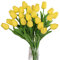 huaao 24pcs Flores Tulipanes Artificiales de látex, Plantas Artificiales Falsos Tacto Realista decoración para hogar, casa, Oficina, Sala, Banquete Boda Nupcial, Fiestas, arreglos Florales, Amarillo