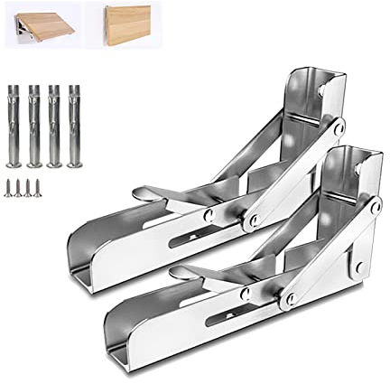 2 Stück Klappkonsole Schwerlast,Edelstahl Klappkonsole Tisch Klappregalhalterungen,Klappträger Regalträger Platzsparende DIY Halterung,Tragkraft 150kg,für Küche Garage (150mm/6in)