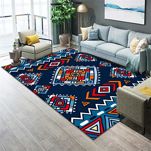 RUGMRZ Tappeti Per Camera Da Letto 180 x 220 cm Scendiletto Camera Da Letto 3 Pezzi blu Tappeto Moderno Geometrico Blu Rosso Arredamento Per Sala Da Pranzo Resistente Alle Macchie A Pelo Basso