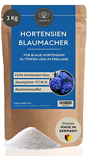 Hortensiendünger Blau 3 Kg Alaun - 100% Hortensienblau - Alaunpulver zum Blaufärben von Hortensien - Dünger Hortensien Blau - Hortensienblau mit Aluminiumsulfat - Blaudünger für blaue Hortensien