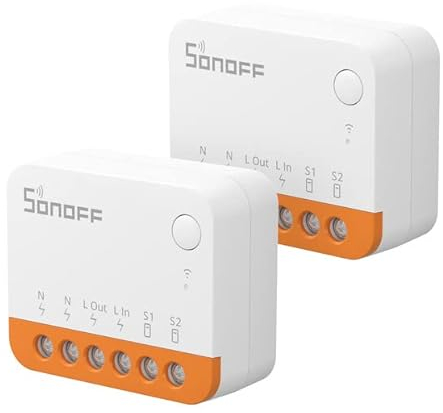 SONOFF MINIR4 WIFI Interrupteur Sans Fil, 2 Voies Interrupteur Intelligent Micromodule, Mode Détacher le Relais, Contrôle APP, Mini Smart Switch Compatible avec Alexa, Google Home,10A/2200W (2 Pack)