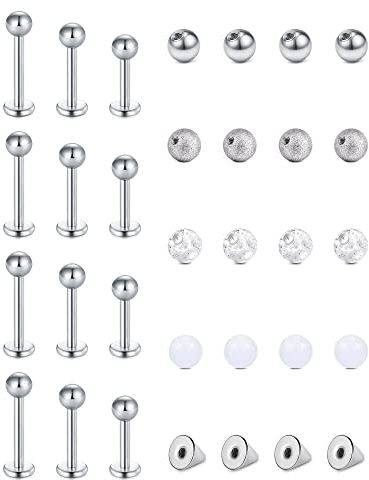 Funseedrr Piercing Stecker für Lippenpiercing - Labret, Helix, Tragus - Chirurgenstahl Acryl 16G 6/8/10mm Piercing Stab Kugel