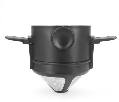 1 Piezas Filtro de Goteo de Café de Cono de Acero Inoxidable, Embudo de Café Reutilizable Sin Papel, Embudo de Café Portátil, Filtro de Café Plegable Reutilizable, para Hogar Viajes (Negro)