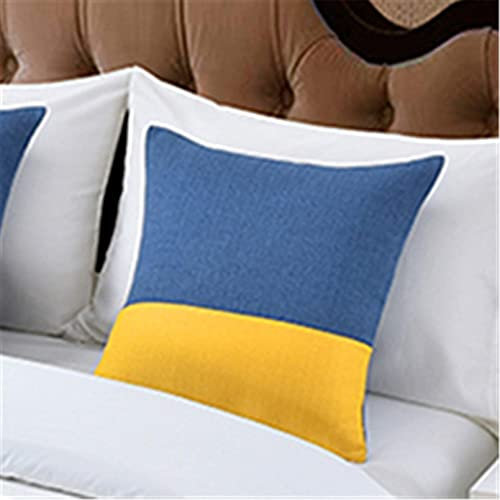 CIRONI Bettläufer mit zweifarbigen Nähten, Tagesdecken, Bettüberwürfe aus Polyester-Baumwolle, Überwürfe, Betttuch-Dekorationen für Hotelschlafzimmer, Dunkelblau-50 x 50 cm, Kissenbezug