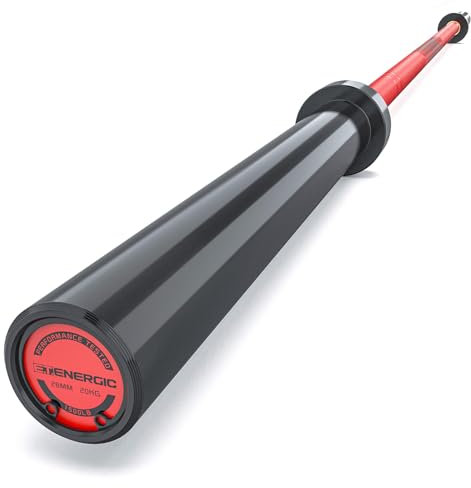 E.T.ENERGIC 7FT Alloy Steel Olympic Barbell, 1500LB 45LB | 28mm knurled grip bar with needle bearings, chrome finish, 2-inch plate fit, and 1500LB capacity for heavy lifts