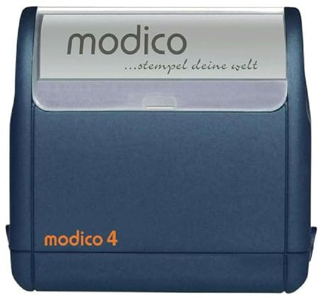 Modico Timbro Personalizzato Preinchiostrante - Impronta 60x20 mm, Inchiostro Vari Colori, Max 5 Righe (Montatura Blu)