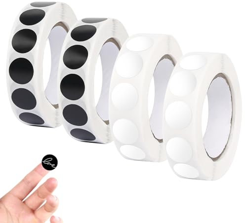 4000 Stück Klebepunkte Weiß Etiketten Rund Punktaufkleber Weiß Wasserfeste Aufkleber Rund Klebepunkte Schwarz für Büro Einzelhandel Zuhause Klassenzimmer Lager (4 Rollen)