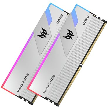 Acer Predator Vesta II DDR5 Up to 6000MHz 32GB (16GBx2) RGB RAM CL36 Intel XMP 3.0 AMD EXPO Compatible Computer Memory PC5-48000 Silver - BL.9BWWR.653