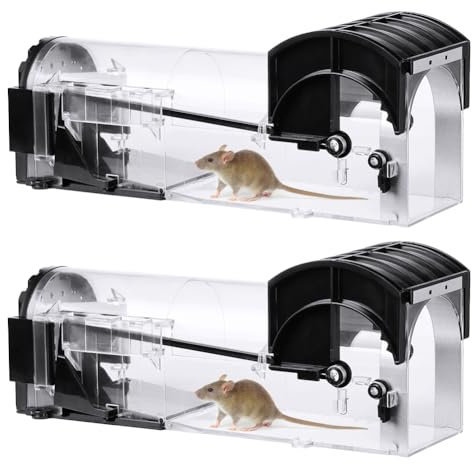 vsshe 2Pcs Piege a Souris Vivante, Pièges à Souris sans Cruauté, Professionnel Sensible Tapetteà Souris Attrape, Tapette avec Appat, Attrape Souris pour Garage, Grenier Jardin Maison Cuisine