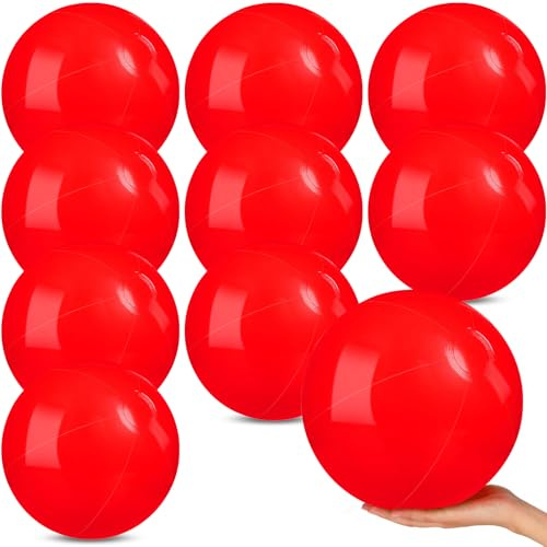 AXBMM Beach Ball Set of 10 - Blow Up Beach Ball Party Supplies for Kids, 12Inch Inflatable Floating Balls for Summer Pool Parties, Outdoor Activities & Birthday Decorations(10PCS Red)