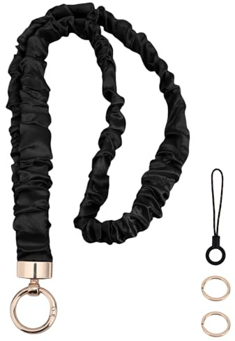 Fukaisu Lanière Élastique Chouchou, Jolis Cordons Extensibles Cou avec 2 Anneaux et 1 Dragonne Téléphone Portable Porte-Clés Badges Identification Clés pour Femmes Enseignantes