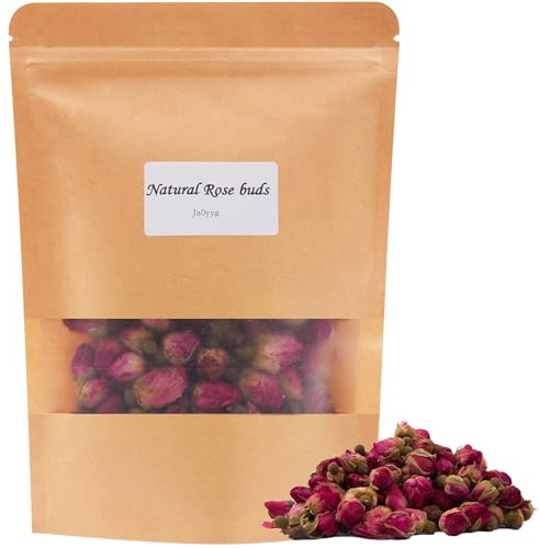 50 g ätbara torkade rosenknoppar, 100 % naturliga, torkade rosblommor för te, cocktailgarneringar, bakning, tårtdekorationer, torra rosor tvåltillverkning. Konfetti, festdekorationer